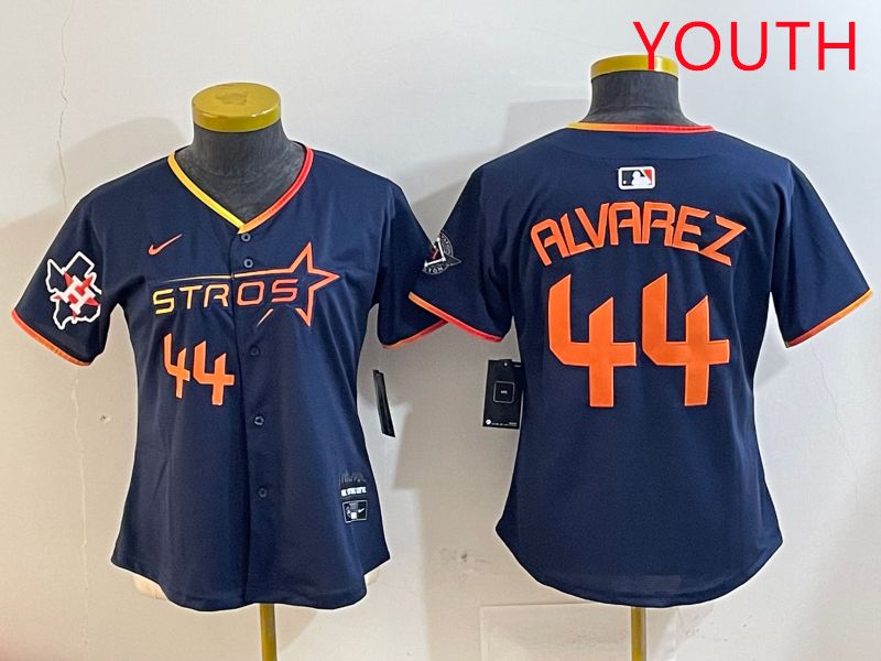 Youth Houston Astros #44 Alvarez Drak Blue Three generations Joint Name 2025 Nike MLB Jersey style 4108->youth mlb jersey->Youth Jersey